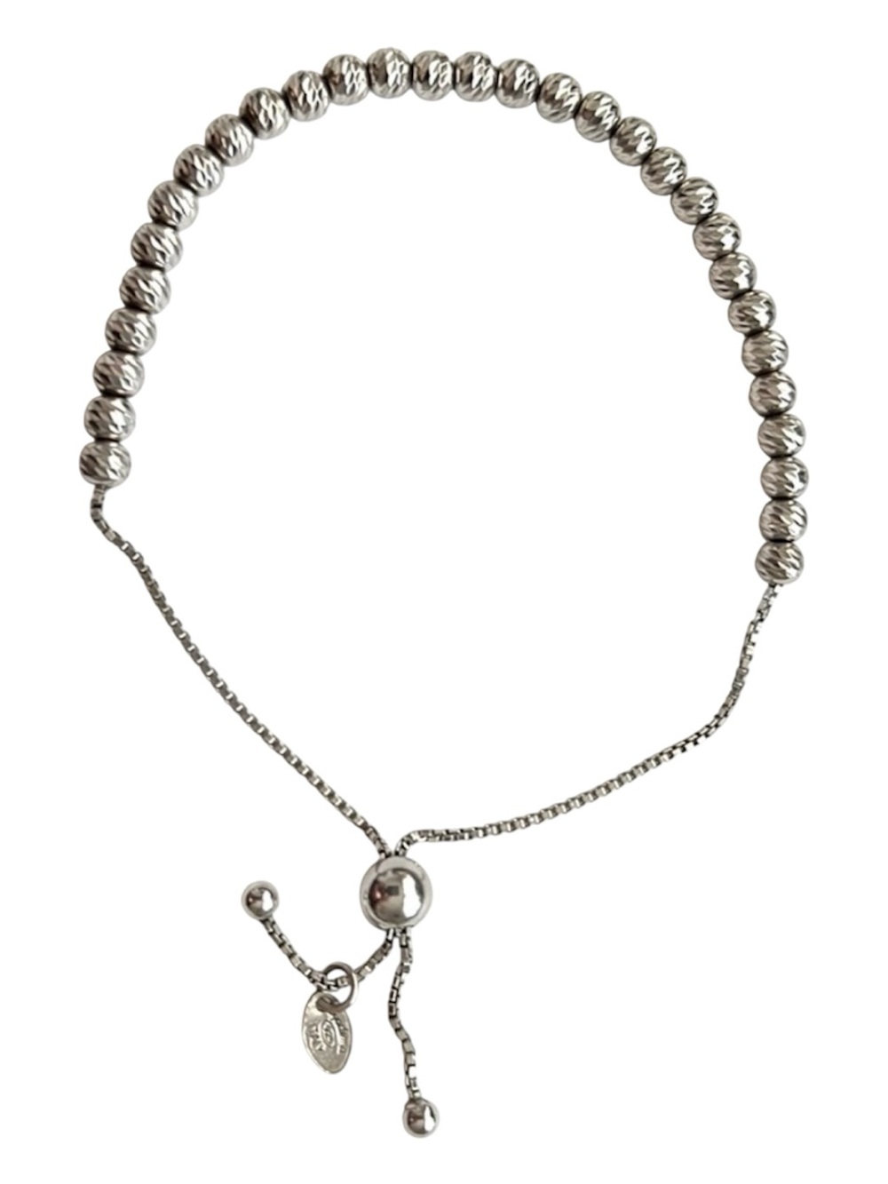 Dyadema | .925 Italian Silver | Textured Bead Slide Bracelet